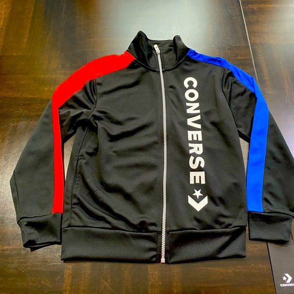 BOYS BLACK LOGO ZIP-UP TRACK JACKET SIZE - Picture 2 of 10